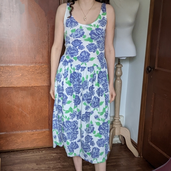 Vintage Gathered Waist Floral Dress - Picture 3 of 8